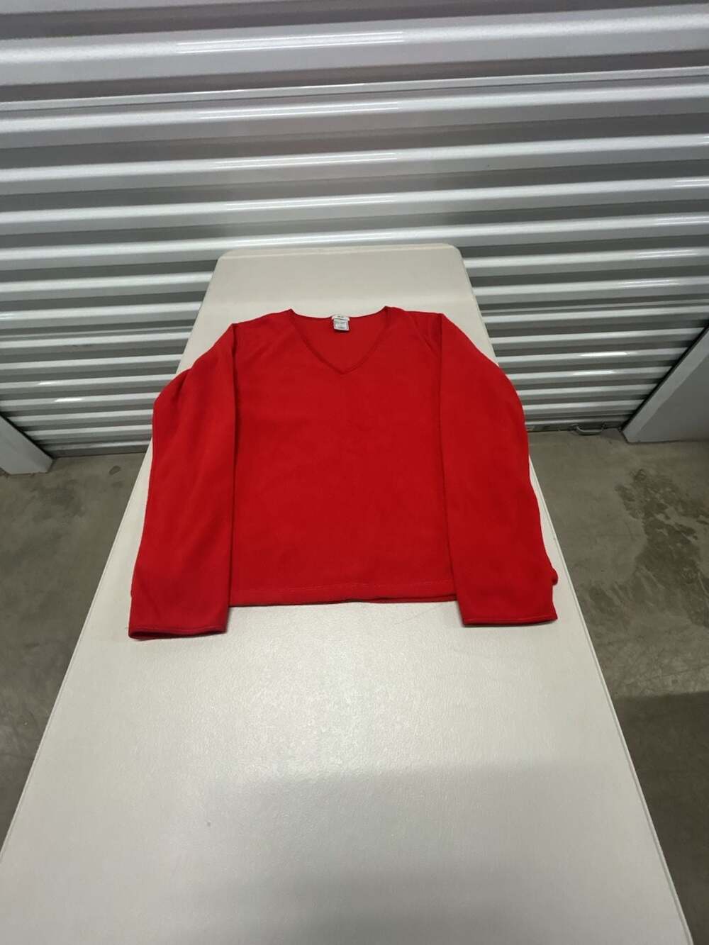 Old Navy Red Polar Fleece Easy Fit V-Neck Long Sleeve